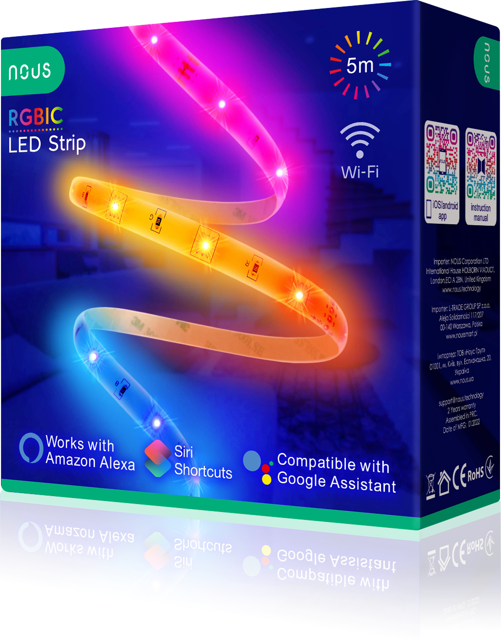 banda led nous wifi rgbic f4, 5m, smart, sincronizare muzica - imagine 8